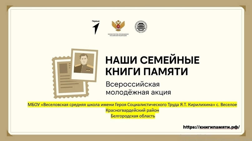 Всероссийская молодежная акция &amp;quot;Наши семейные книги памяти&amp;quot;.